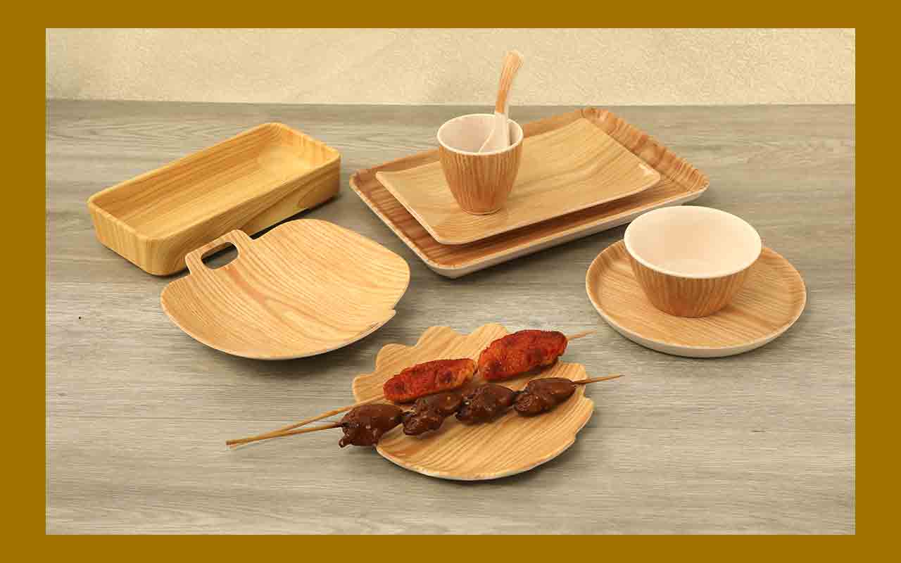 木纹餐具